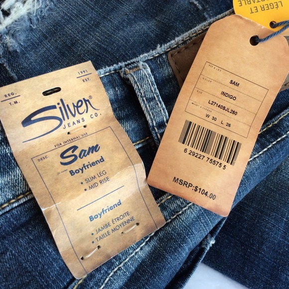 Silver Jeans 30 x 26 Sam Boyfriend Slim Cuff Leg - Picture 8 of 8